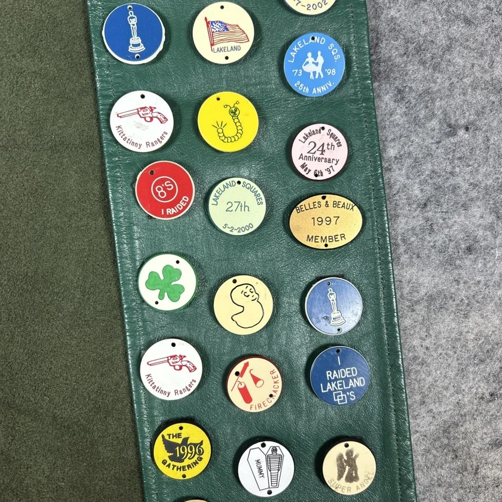 Vtg Dance Club Merit Sash Green Pleather 46 Merit‎ Badges Outdoors 90s